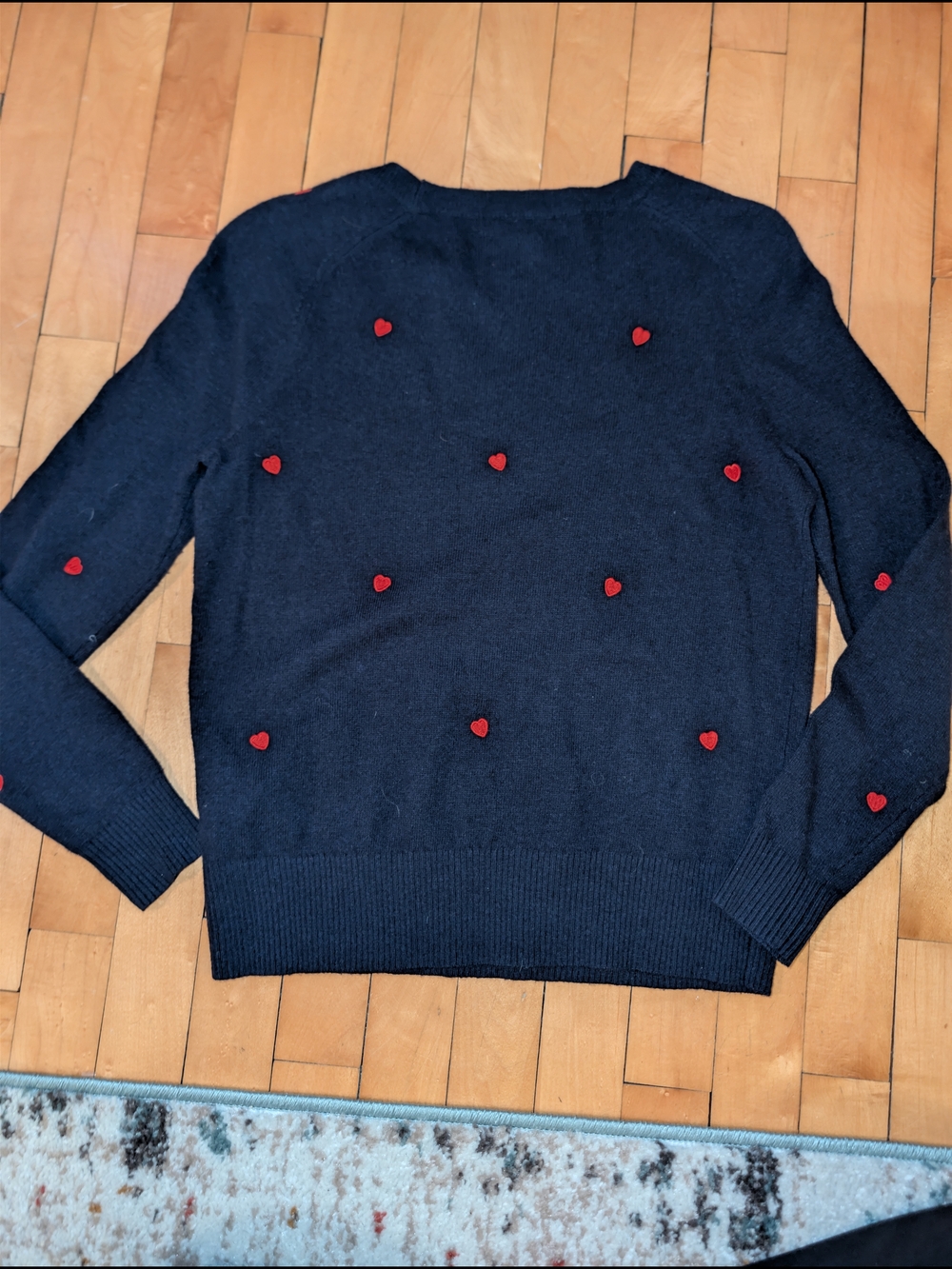 Banana Republic Navy Blue Sweater with Red Heart Accents Casual Cute